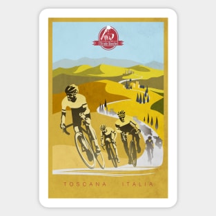 Strade Bianche Retro Cycling Art Sticker